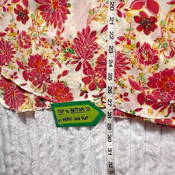 Rose + Olive Pink Yellow Lightweight Floral Sleeveless Tank Blouse, SZ XL - Picture 5 of 7